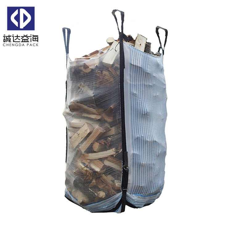 Mesh FIBC Bulk Bags Big Firewood Bag4 Side Seam Loops UV Stabilization