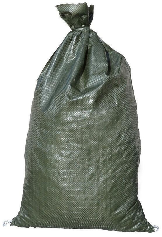 Woven Polypropylene PP Sand Bag Green Hemmed Top With Tie